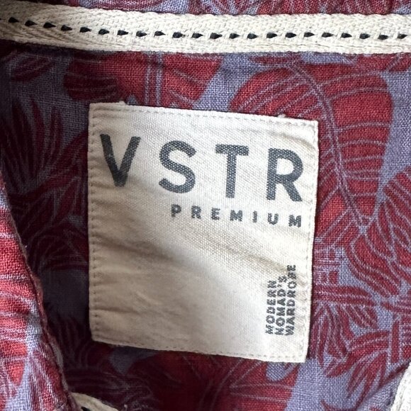 VSTR PREMIUM Linen Blend Short Sleeve Button Down Printed Shirt Size Large - Picture 3 of 7
